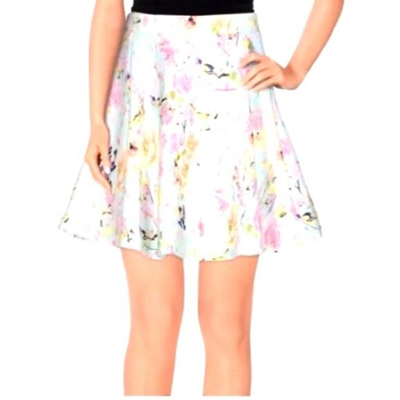 Molly Bracken Skirt Bird print swing/skater print light blue size small - Picture 2 of 7